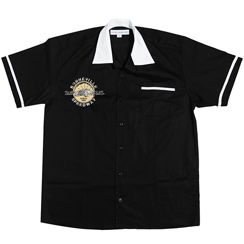 Dragstrip Clothing Mens Bowling Shirt Bonneville Speed Racing - Black Rose