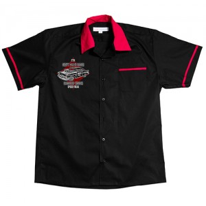 Dragstrip Clothing Mens Bowling Shirt Chevy Death Racer - Black Rose