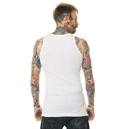 Dragstrip Clothing Speed Trials White Wife Beater - Black Rose